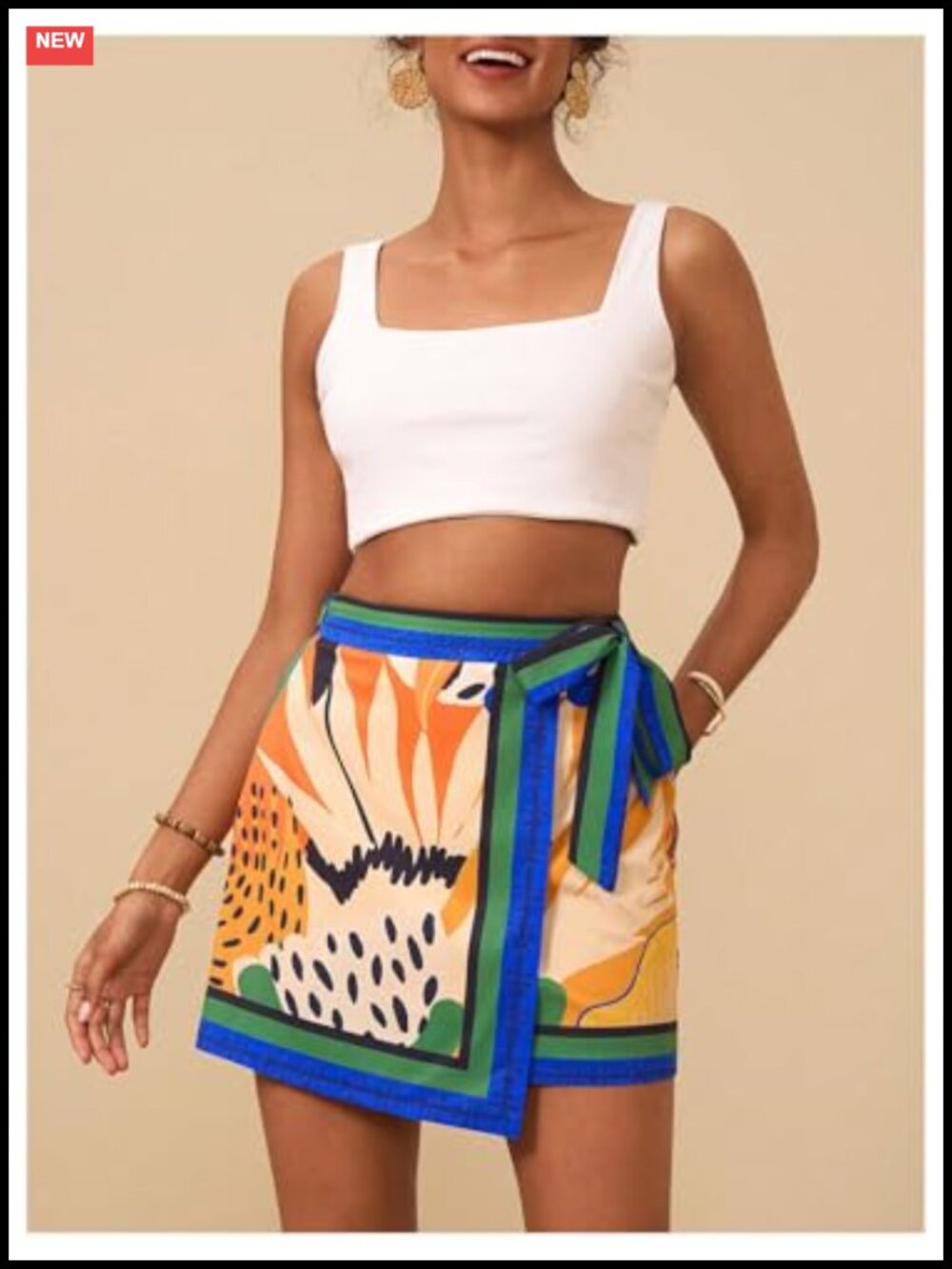 Floral High Waist Wrap Knot Side Mini Skirt Summer Casual - Picture 3 of 3